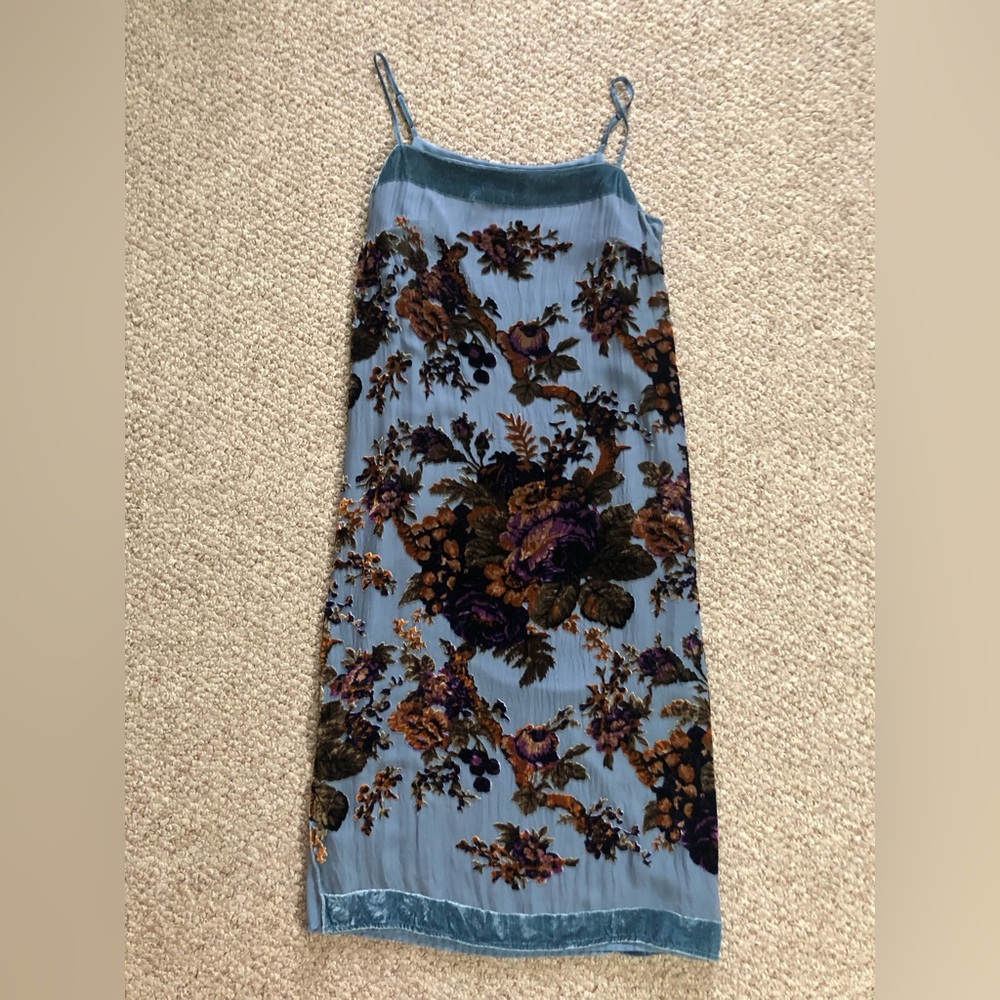Anthropologie BHLDN Carlson Burnout Velvet Dress Blue size XS - Picture 10 of 16